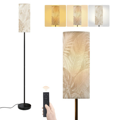Floor Lamp abstract grey floral leaves palm tropical tree jungle  vintage retro Dimmable Modern Standing Lamp with Remote Control Footswitch Bulb Lampshade Tall Pole Corner Lamp for Living Room Bedroom Office