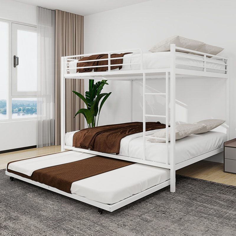 Full Size Bunk Bed With Trundle, Full, White