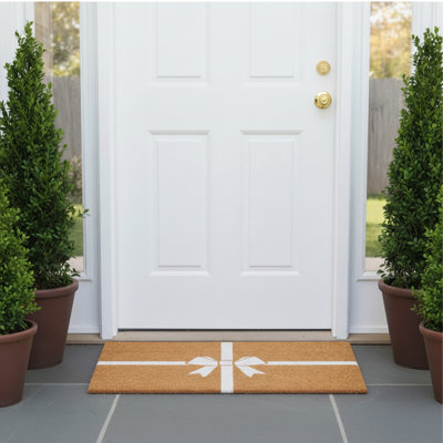 White Holiday Gift Doormat, 24" x 36"