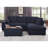 Woven Fabric Sectional Sofa With Right Facing Chaise And Console Ottoman, Dark Gray