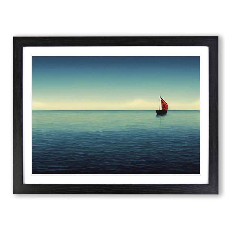 Solo Sailing Boat Vol.1 - Framed Print, Black, 46cm H x 64cm W x 2cm D