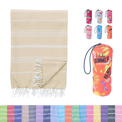 Beige Oversized Turkish Cotton Beach Towel