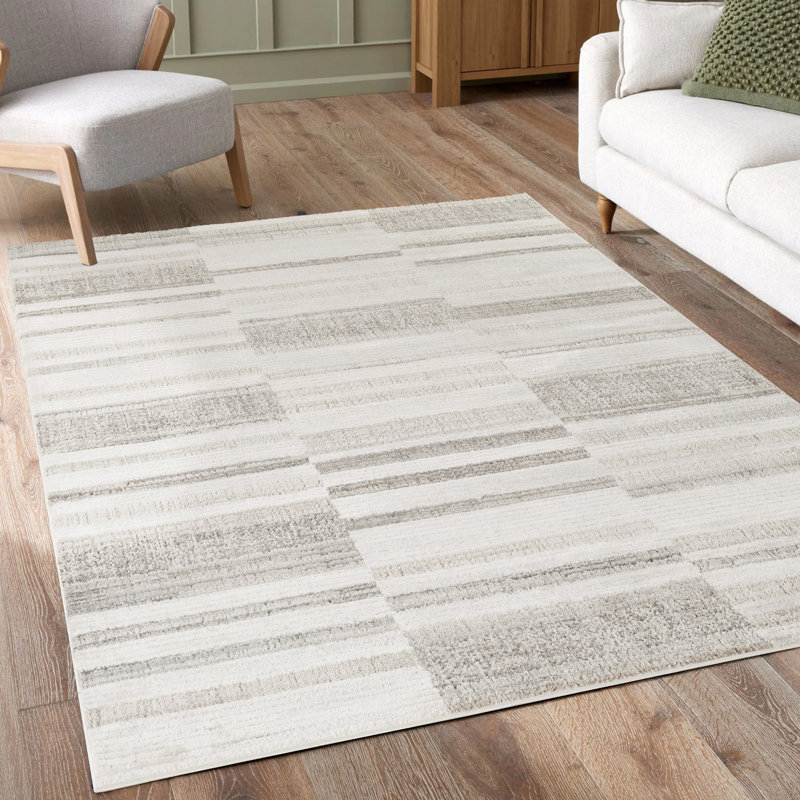 Mabel Modern Contemporary Living Room Area Rug 13mm Cut Pile Jute Backing Carpet - Abstract Seamless Geometric Design, Stone-Patch