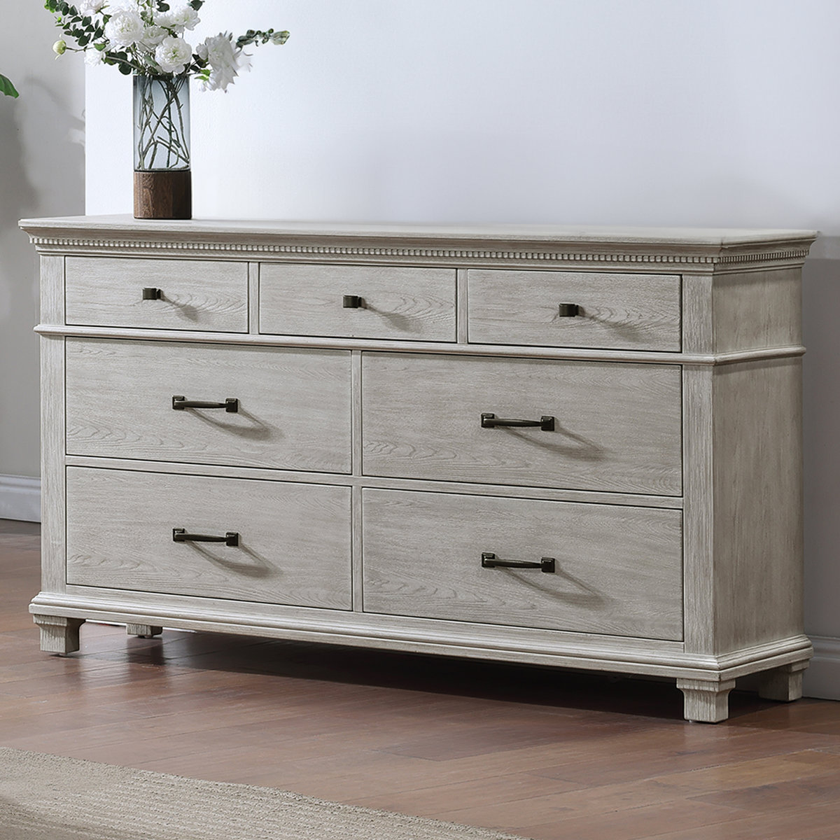 Izaguirre Wood 7-Drawer Dresser In Gray