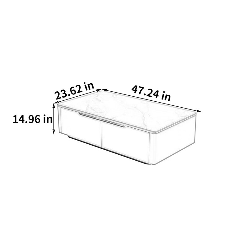 Modern Simple Rectangular Rock Slab Coffee Table, 14.96" H x 47.24" L x 23.62" W