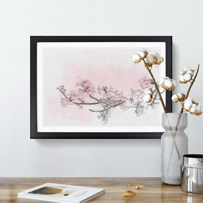 Pink Cherry Blossom in Abstract - Framed Print