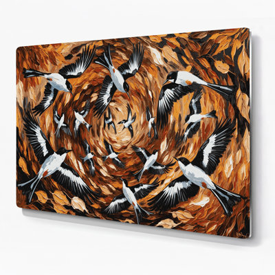 Birds European Pied Flycatcher Black Metal Wall Art
