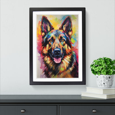 German Shepherd Informel No.2 - Single Picture Frame Print on Wood