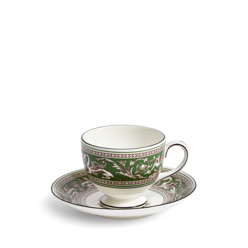 Florentine Colours 5.8floz Teacup & Saucer, Verde