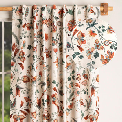 Maison d' Hermine Curtains for Living Room 100% Cotton 84 inch Length One Panel Light Filtering Curtains for Windows with Rod and Loop Pockets Valentines Day Gifts (Dalida - Beige, 50"W x 84"L)