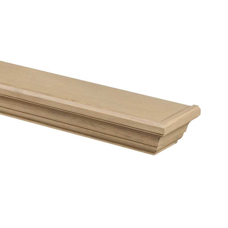 Floating Wood Fireplace Mantel Shelf - Crafted from Pine Wood - Traditional Design, 72" Length, Blonde