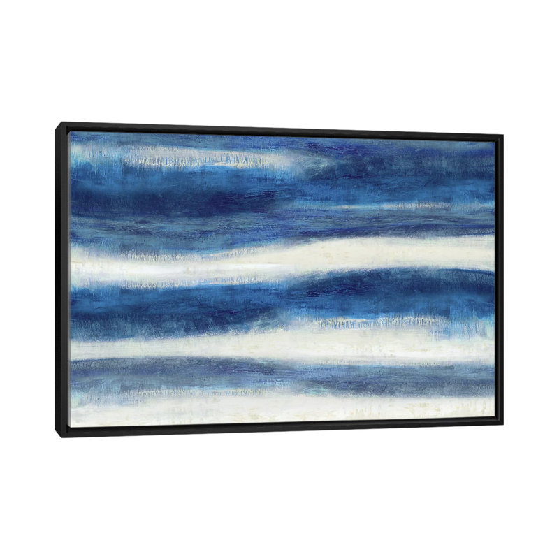 «Emerge in Indigo» non disponible sur toile, H 40 po x l 60 po x P 1,5 po, Toile avec cadre noir, Pas de tapis
