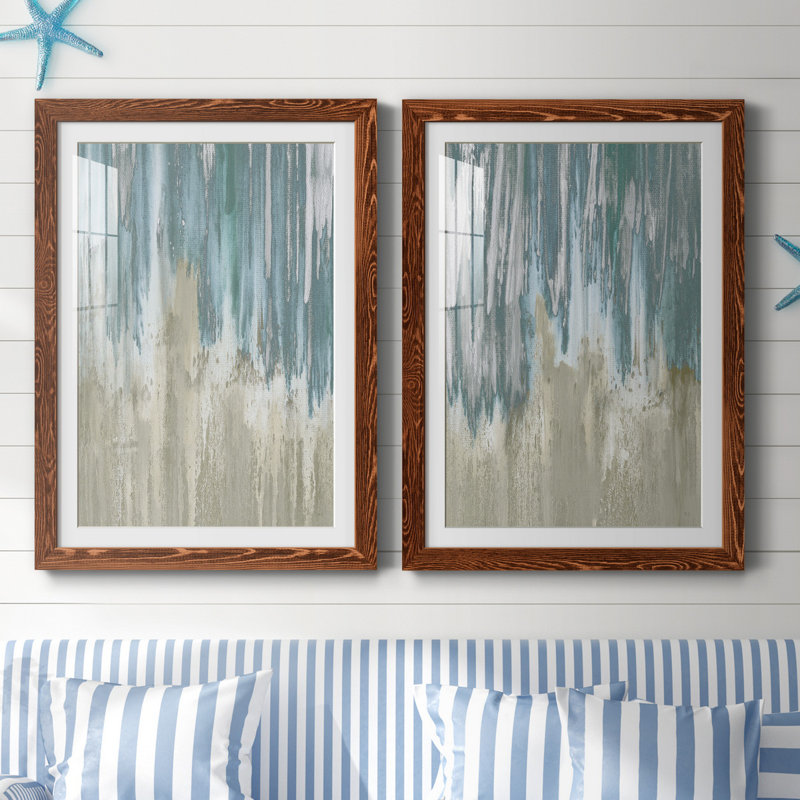 «Like a Waterfall I», ensemble de 2 reproductions, H 44 po x l 31 po x P 1 po, Blanc, Papier avec cadre érable