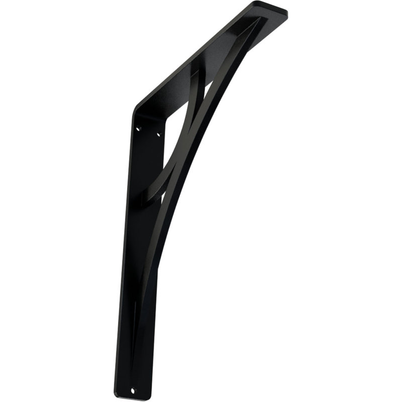 1 1/2"W x 7 1/2"D x 10"H Galveston Wrought Iron Bracket, (Single center brace), Powder Coated Black, 10" H x 1.5" W x 7.5" D