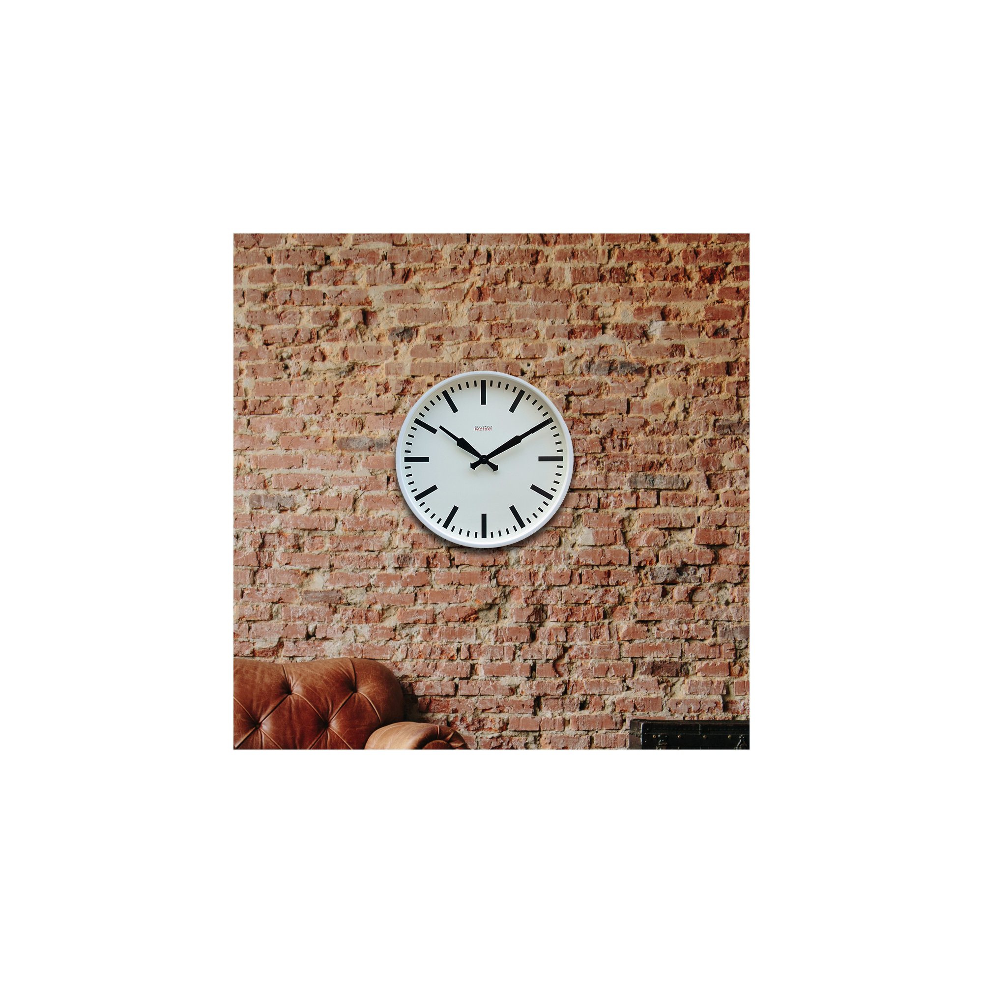 12'' Metal Wall Clock, White