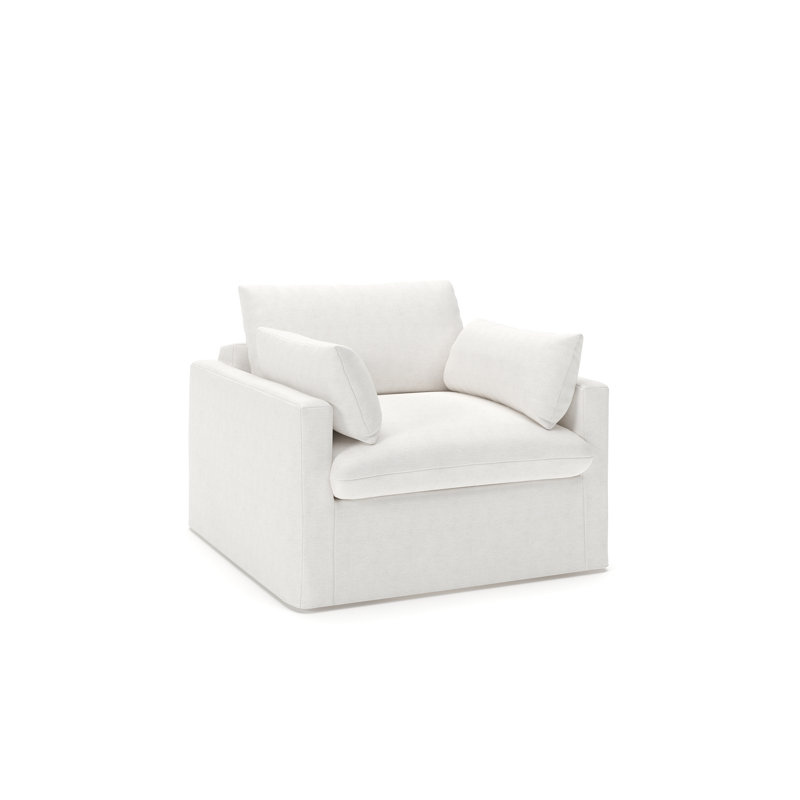 Luna Slipcovered Chair and a Half, Nomad Snow Crypton® Chenille