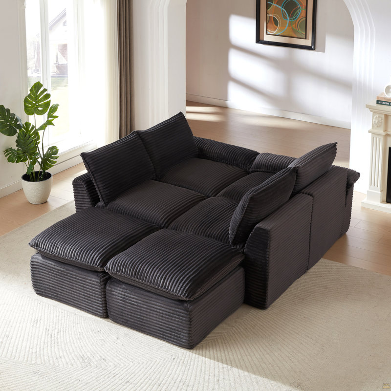 Corduroy Cloud Sofa, Dark Gray Corduroy
