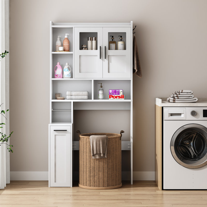 Over the Toilet Freestanding Storage with Cabinet, White