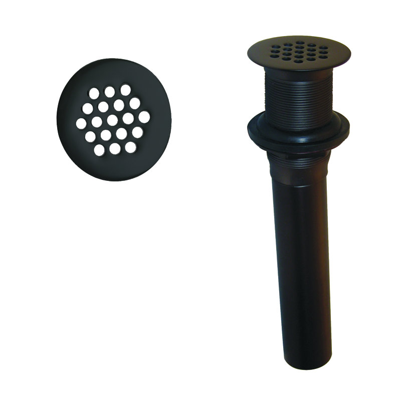 Grid Strainer Lavatory Drain Assembly without Overflow Holes - Exposed, Matte Black