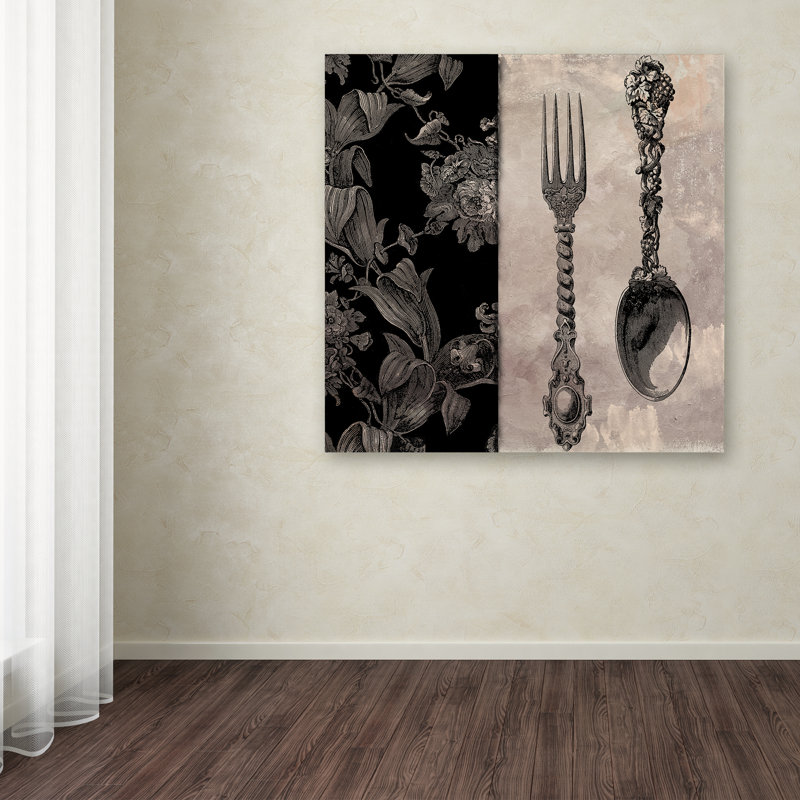Victorian Table IV Black and Gray Framed Canvas Art