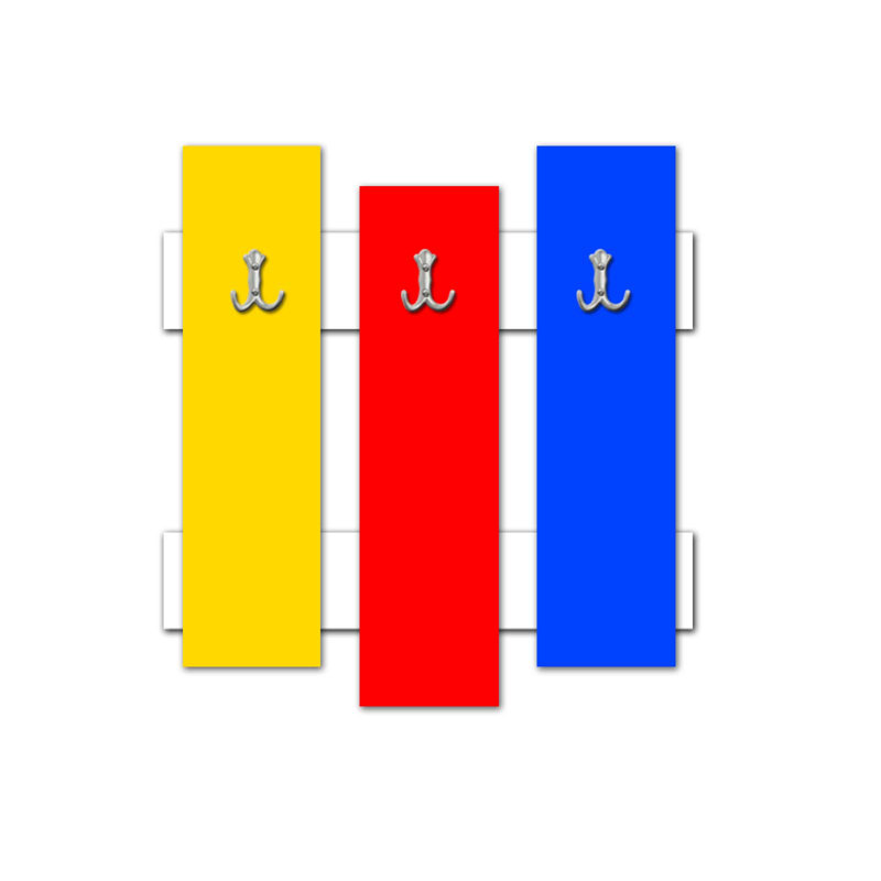 Portemanteaux mural Ilasha, Jaune/rouge/bleu