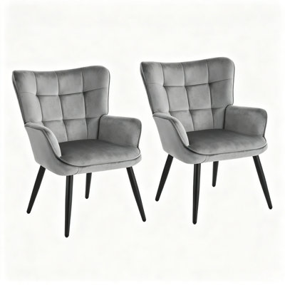 Modern Mid Century Accent Chair With Backrest & Metal Legs