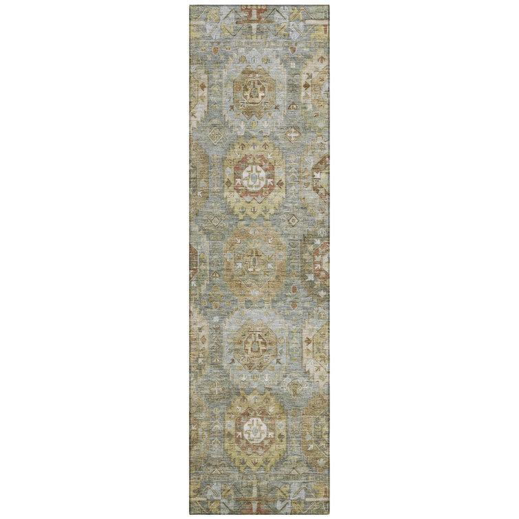 Machine Washable Indoor/Outdoor Xhevrie Sage Rug