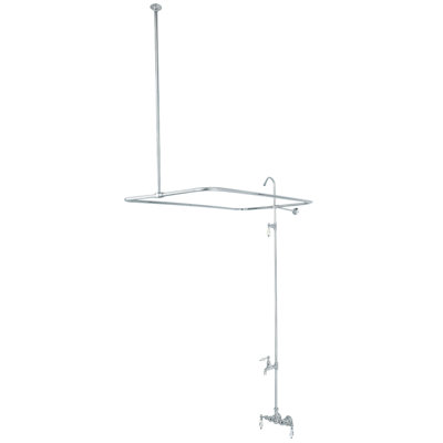 Kingston Brass Vintage Three-Handle 2-Hole Tub Wall Mount Clawfoot Tub Faucet with Shower Enclosure