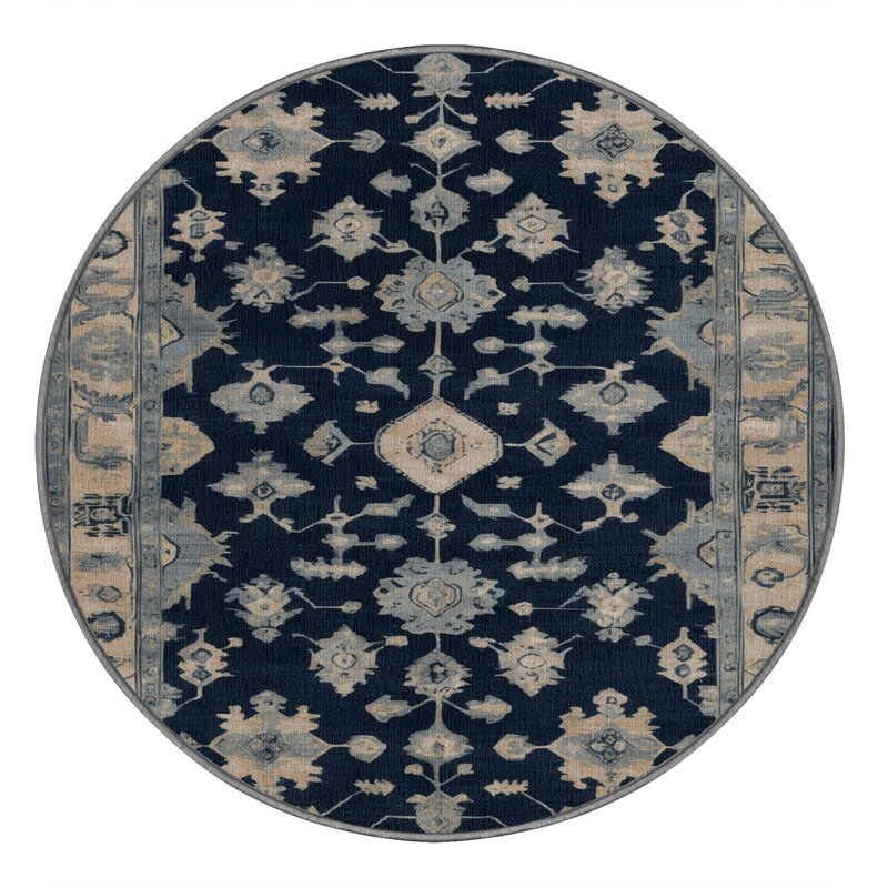 Tapis gris lavable à la machine, Rond 7 pi
