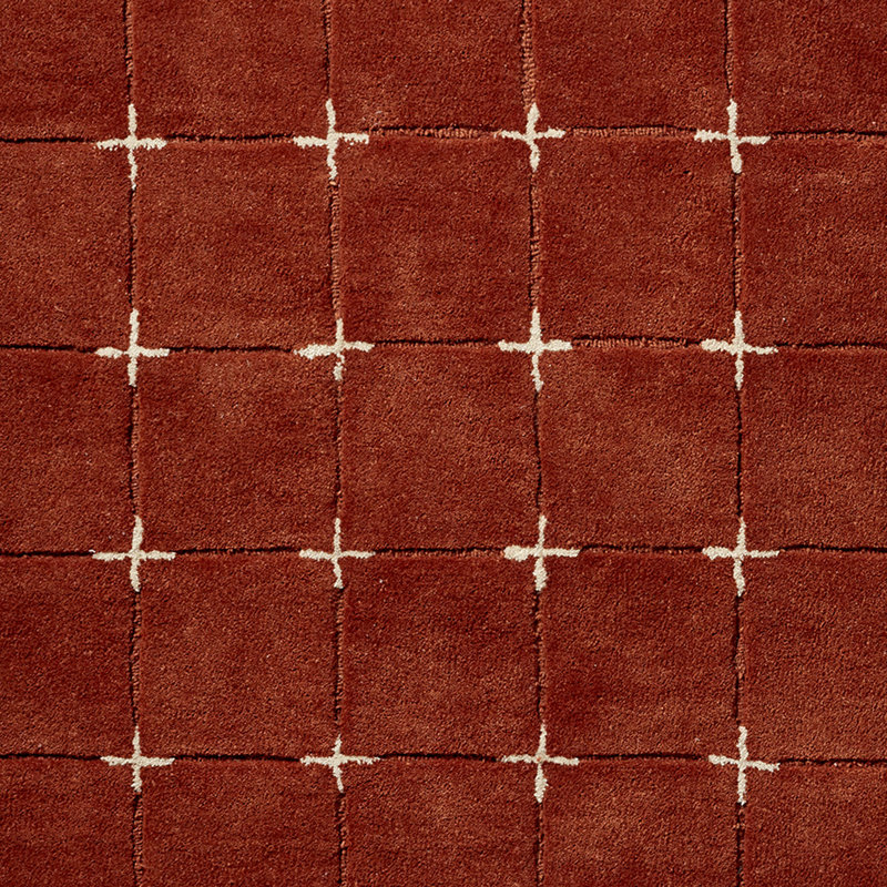 Moroccan Wool Hand Tufted Area Rug, Rust/Light Beige, Rectangle 183 x 274 cm