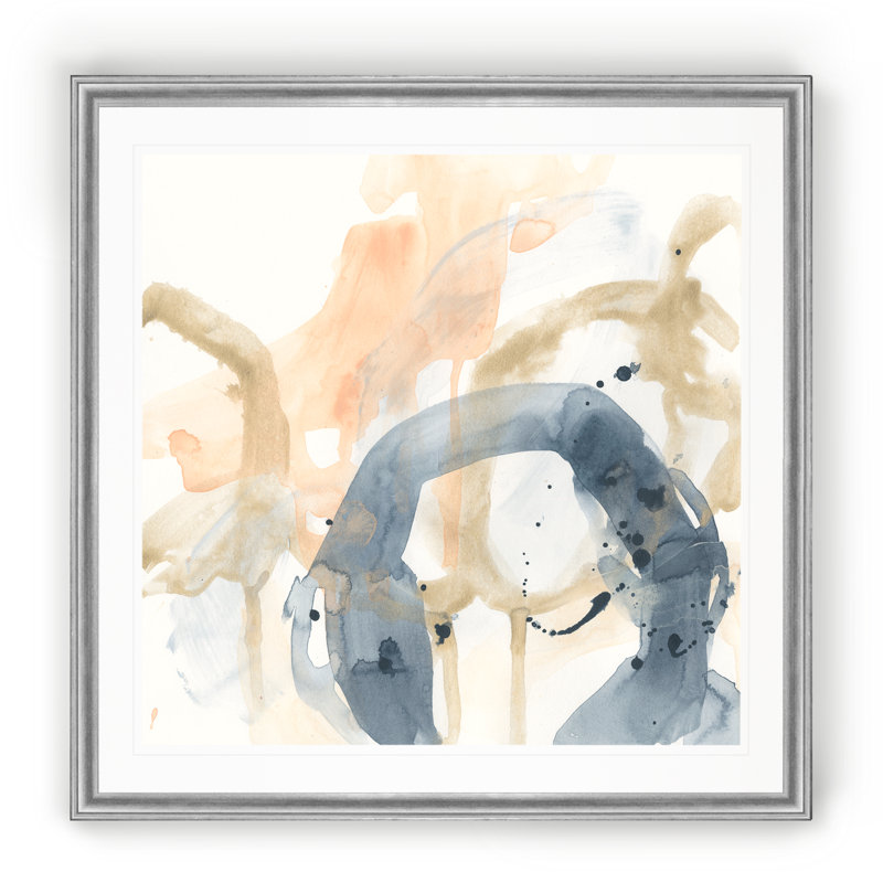 «Liquide Blueprint VI», peinture sur toile, Cadre argenté, H 17,5 po x l 17,5 po x P 1,5 po