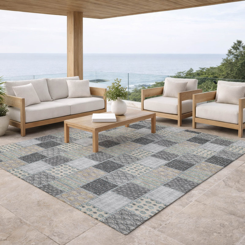 Machine Washable Indoor/Outdoor Chantille ACN2923 Americana Rug, Gray, 5' x 7'6"
