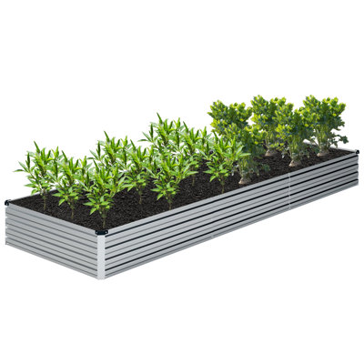 12x4x1FT Galvanized Raised Garden Bed Kit,Vegetable Boxes-Rectangle Metal Flower Box,Silver