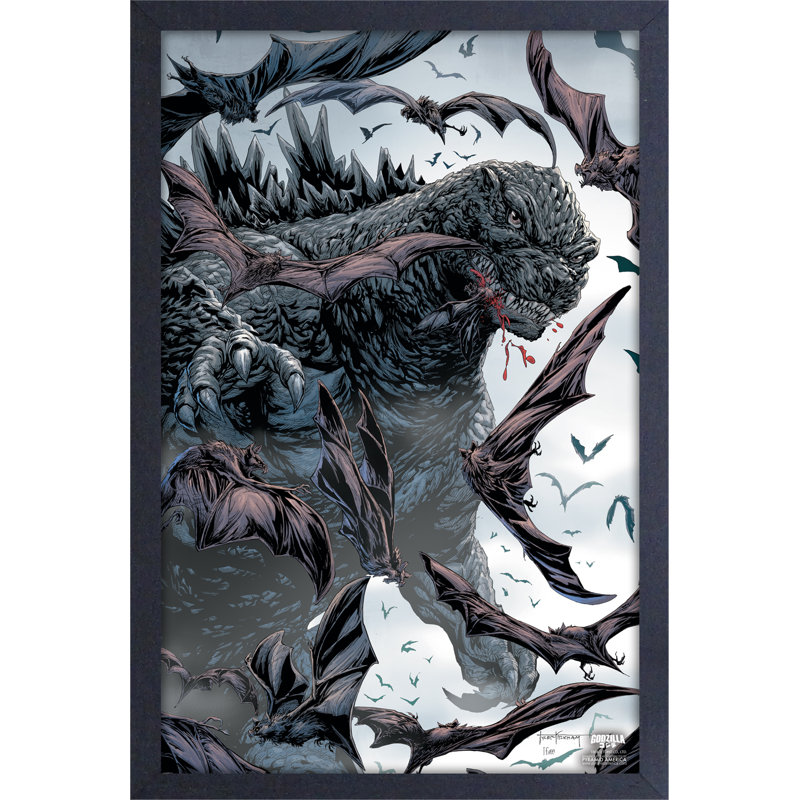 Godzilla - Here There be Dragons, impression encadrée 11 x 17