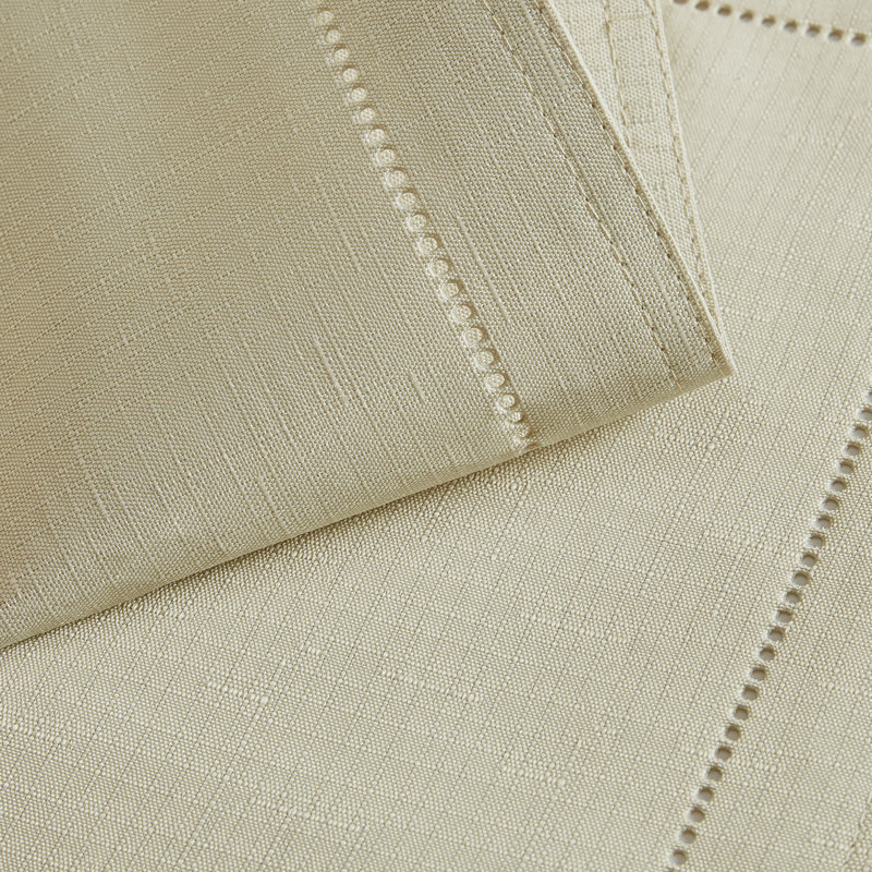 Kapellen Eyelet Punched Border Fabric Placemat, Fog