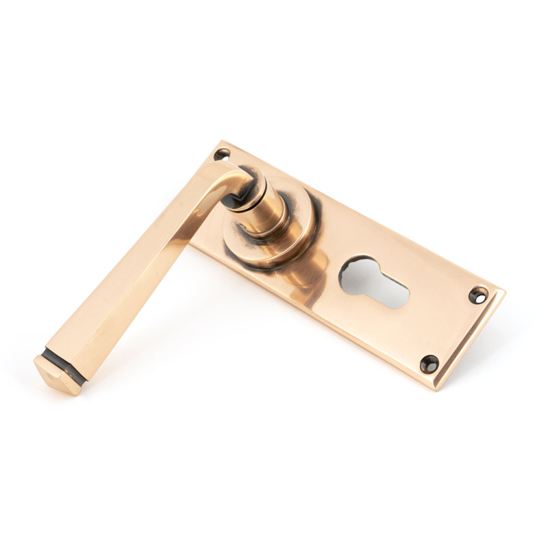 Avon Lock Door Handle, Polished Bronze