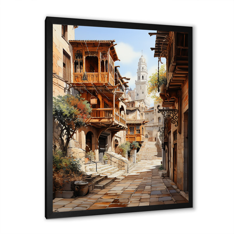 Reproduction d'art sur toile, Espagne, ville médiévale, Tolède, Espagne, H 32 po x l 16 po x P 1 po, Cadre photo noir
