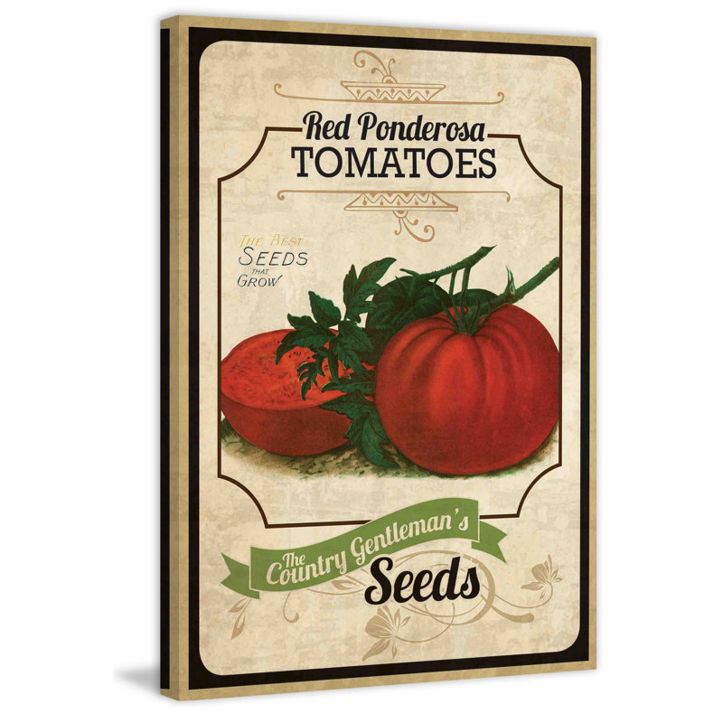 « seed packet tomate », reproduction d’art sur toile tendue, H 36 po x l 24 po