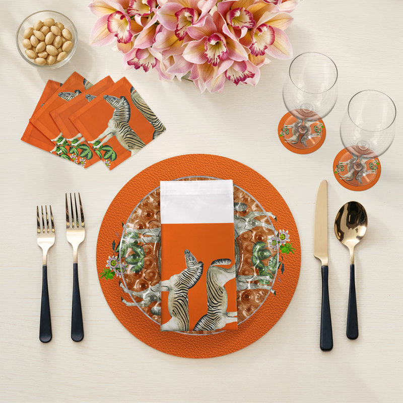 Zebra Seeing Double Placemat, Orangerie