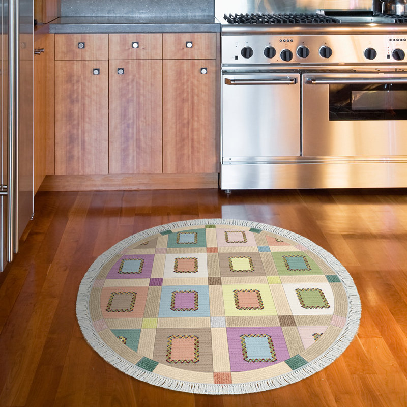 Premium Non-Slip Area Rug, 3 ft x 3 ft, 100% Polyamide, 850 g/m², Pile Height: 0.1 in, Machine Washable, Easy Clean, Digital Print, Elegant Powder Color | Perfect for Living Room, Bedroom, and Kids' Rooms