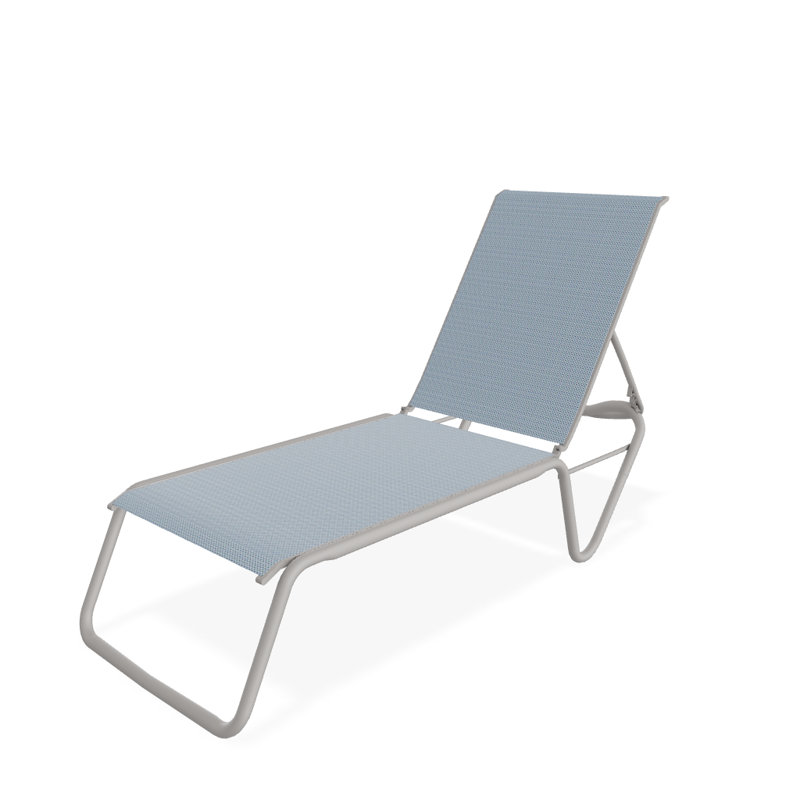 Gardenella Outdoor Metal Chaise Lounge, Sky, Warm Gray