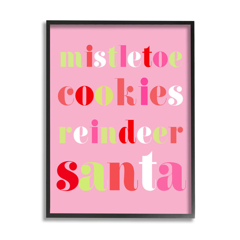 Mistletoe Cookies Reindeer Santa AT-281, H 14 po x l 11 po x P 1,5 po, Giclée encadrée noir minuit
