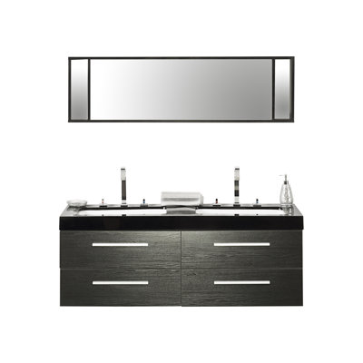 1400mm Wall Mounted Double Sink Vanity Unit