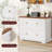 White & Walnut Farmhouse Wooden Lateral File Cabinet - 2 Drawers (Printer Stand, Fits A4/Letter Hanging Files For Home Office)