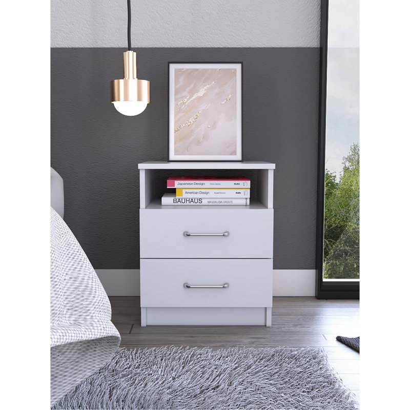 2-Drawer 1-Shelf Rectangle Nightstand
