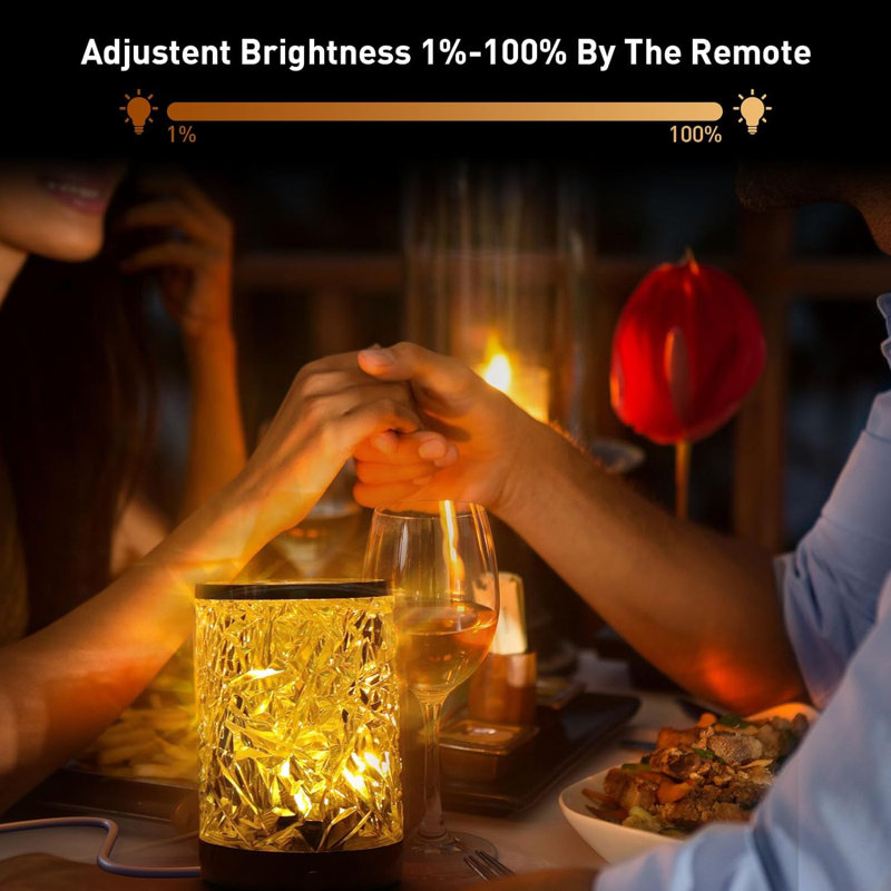 Crystal Table Lamp With RGB Colour Changing, Touch & Remote Control, Dimmable Night Light For Bedroom, Living Room, Ambient Lighting For Dinner, Bars, Game Room