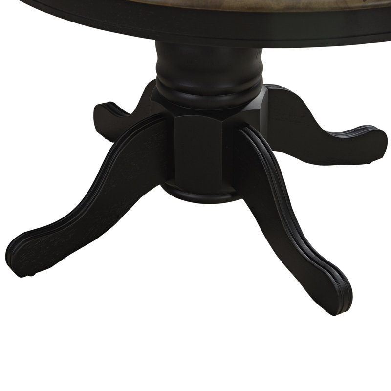 Judique Extendable Round Solid Wood Dining Table, Black