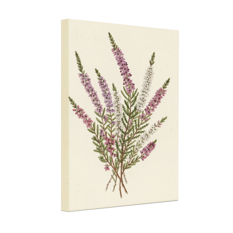 Arrangement floral de plantes et de fleurs avec des fleurs mauves et blanches, H 24 po x l 16 po