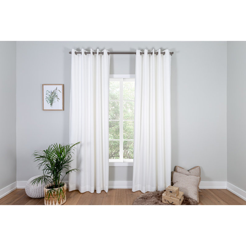 Paire de rideaux unis avec œillets, Blanc, L 64 po x L 100 po