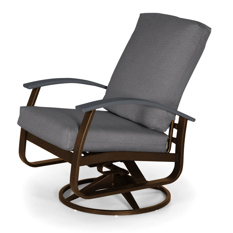 Askar Swivel Powder Coated Aluminum Outdoor Lounge Chair, Cast Slate Sunbrella® Plainweave, Classic Graphite P30